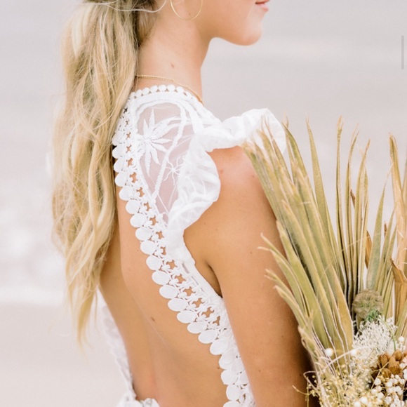 For Love and  Lemons bridal shower or wedding dress, white lace, bridal gown, S - Picture 6 of 13